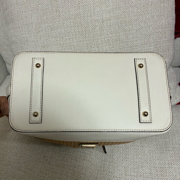 Dooney & Bourke EUC- Beacon Woven & Leather Satchel Beacon Tan and cream Handbag - Picture 9 of 16